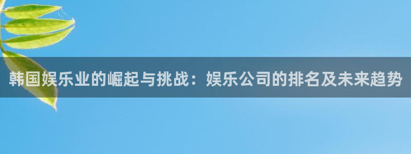 焦点娱乐下载链接：韩国娱乐业的崛起与挑战：娱乐公司的排名及未来趋势